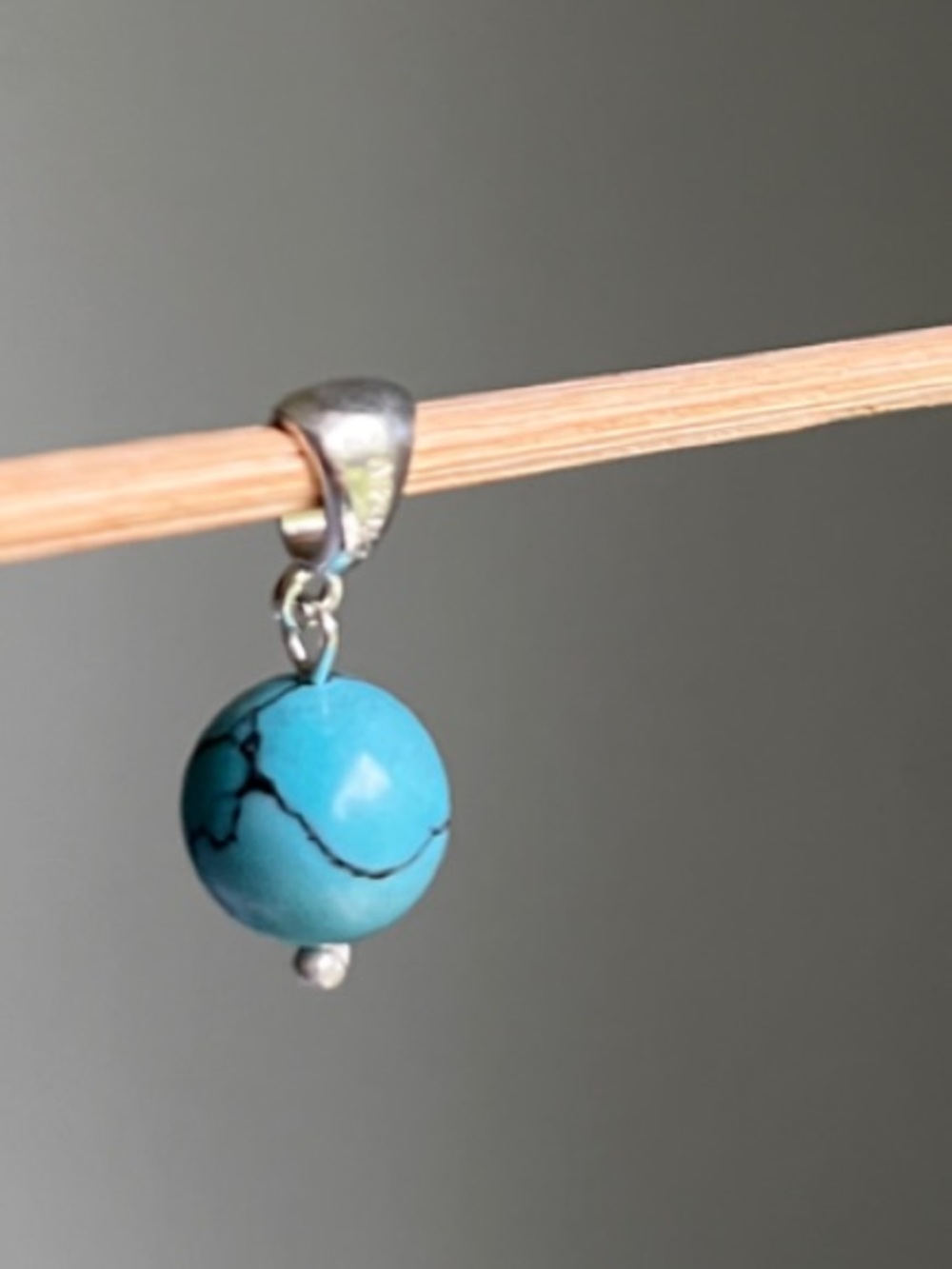 Turquoise Bead Dangle Pendant in Sterling Silver - Picture 3 of 6